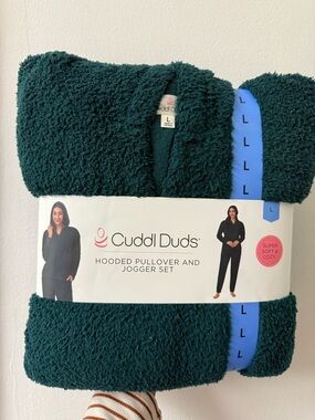 Cuddl Duds Plush Hooded Pullover & Jogger Set - Teal Green